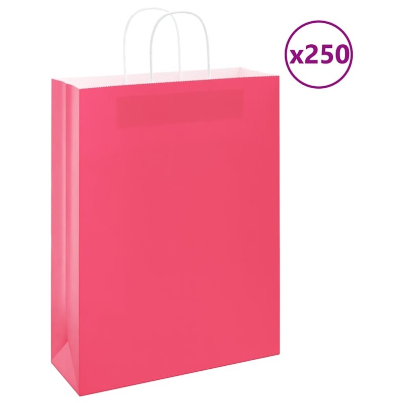Sacs en papier 250 pcs avec poignées rose 32x12x42 cm 569485569485