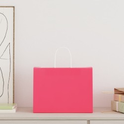 Sacs en papier 250 pcs avec poignées rose 32x17x25 cm 569486569486