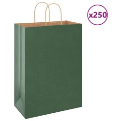 Sacs en papier 250 pcs avec poignées vert 32x17x44 cm 569521569521