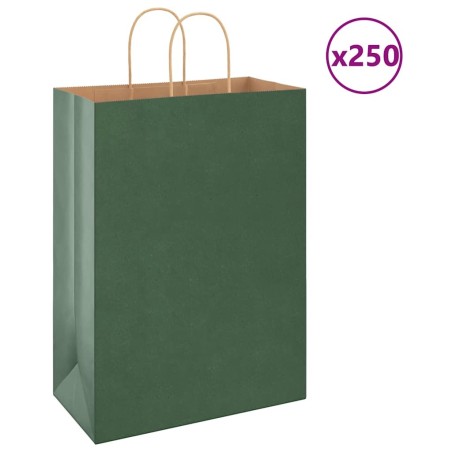 Sacs en papier 250 pcs avec poignées vert 32x17x44 cm 569521569521