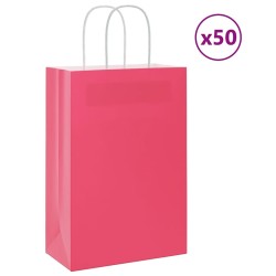 Sacs en papier 50 pcs avec poignées rose 21x11x31 cm 569523569523