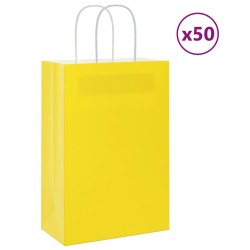 Sacs en papier 50 pcs avec poignées jaune 21x11x31 cm 569524569524