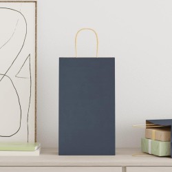 Sacs en papier 250 pcs avec poignées bleu 21x11x36 cm 569525569525