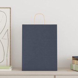 Sacs en papier 250 pcs avec poignées bleu 32x12x42 cm 569526569526