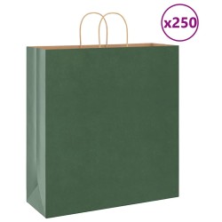 Sacs en papier 250 pcs avec poignées vert 45x17x48 cm 569536569536
