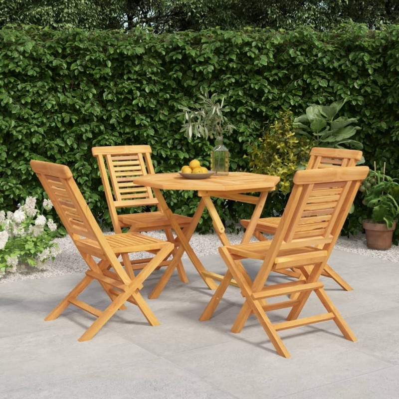 Ensemble à manger de jardin 5 pcs Bois de teck massif 569543569543
