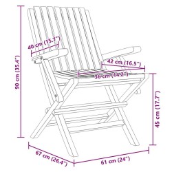Chaises de jardin pliantes lot de 4 61x67x90cm bois massif teck 569547569547
