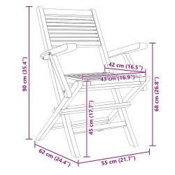 Chaises de jardin pliantes lot de 6 55x62x90cm bois massif teck 569548569548