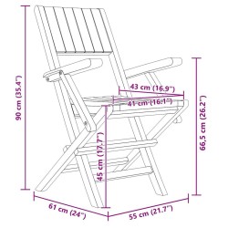 Chaises de jardin pliantes lot de 6 55x61x90cm bois massif teck 569550569550
