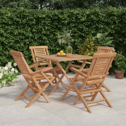 Ensemble à manger de jardin 5 pcs Bois de teck massif 569553569553