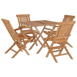 Ensemble à manger de jardin 5 pcs Bois de teck massif 569553569553