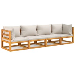 Salon de jardin 4 pcs avec coussins gris clair bois massif 569555569555