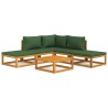 Salon de jardin 6 pcs avec coussins vert bois massif 569556569556