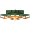 Salon de jardin 6 pcs avec coussins vert bois massif 569556569556