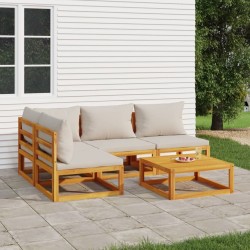 Salon de jardin 5 pcs avec coussins gris clair bois massif 569558569558
