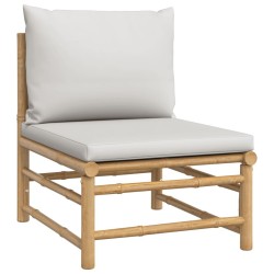 Salon de jardin 4 pcs avec coussins gris clair bambou 569559569559