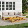 Salon de jardin 5 pcs avec coussins gris clair bois massif 569560569560