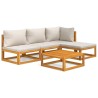 Salon de jardin 5 pcs avec coussins gris clair bois massif 569560569560