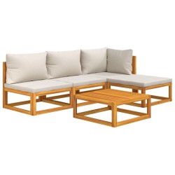 Salon de jardin 5 pcs avec coussins gris clair bois massif 569560569560