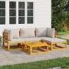 Salon de jardin 5 pcs avec coussins gris clair bois massif 569563569563