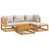 Salon de jardin 5 pcs avec coussins gris clair bois massif 569563569563