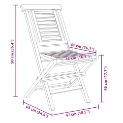 Chaises de jardin pliantes lot de 4 47x63x90cm bois massif teck 569566569566