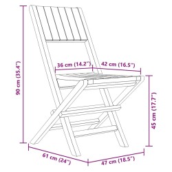 Chaises de jardin pliantes lot de 4 47x61x90cm bois massif teck 569568569568