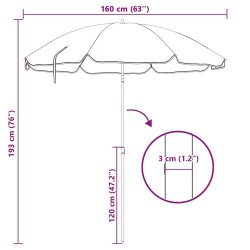 Parasol de jardin avec mât en acier anthracite 180 cm 569570569570