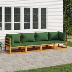Salon de jardin 4 pcs avec coussins vert bois massif 569576569576
