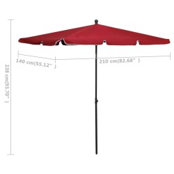 Parasol de jardin avec mât 210x140 cm Rouge bordeaux 569581569581