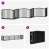 Barrière pour chien porte pliable 6 panneaux noir bois peuplier 569599569599