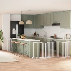Barrière pour chien porte pliable 10 panneaux bois de peuplier 569600569600