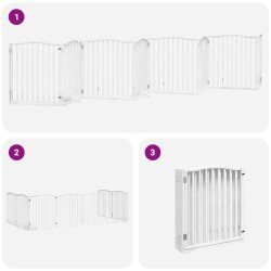 Barrière pour chien porte pliable 8panneaux blanc bois peuplier 569601569601