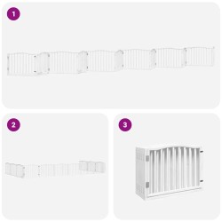 Barrière pour chien porte pliable 12 panneaux bois de peuplier 569602569602