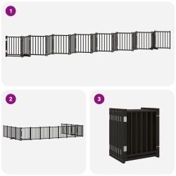 Barrière pour chien porte pliable 15panneaux noir bois peuplier 569605569605