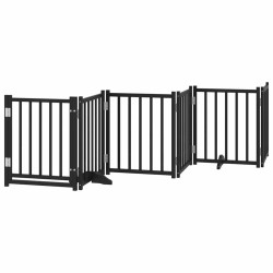 Barrière pour chien porte pliable 12panneaux noir bois peuplier 569606569606