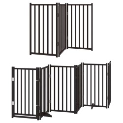 Barrière pour chien porte pliable 9 panneaux noir bois peuplier 569608569608