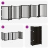 Barrière pour chien porte pliable 9 panneaux noir bois peuplier 569608569608