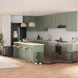 Barrière pour chien porte pliable 10panneaux noir bois peuplier 569611569611