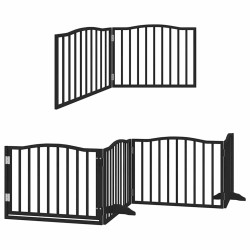Barrière pour chien porte pliable 10panneaux noir bois peuplier 569611569611