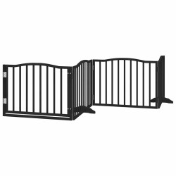 Barrière pour chien porte pliable 10panneaux noir bois peuplier 569611569611