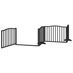Barrière pour chien porte pliable 10panneaux noir bois peuplier 569611569611