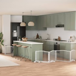 Barrière pour chien porte pliable 8panneaux blanc bois peuplier 569614569614