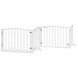Barrière pour chien porte pliable 8panneaux blanc bois peuplier 569614569614