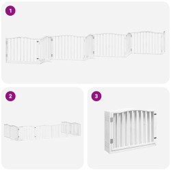 Barrière pour chien porte pliable 8panneaux blanc bois peuplier 569614569614