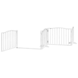 Barrière pour chien porte pliable 6panneaux blanc bois peuplier 569615569615