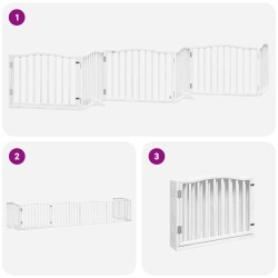 Barrière pour chien porte pliable 6panneaux blanc bois peuplier 569615569615