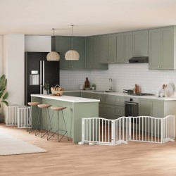 Barrière pour chien porte pliable 10 panneaux bois de peuplier 569617569617