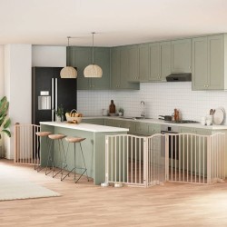 Barrière pour chien avec porte pliable 6 panneaux bois peuplier 569618569618