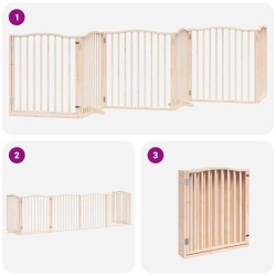 Barrière pour chien avec porte pliable 6 panneaux bois peuplier 569618569618